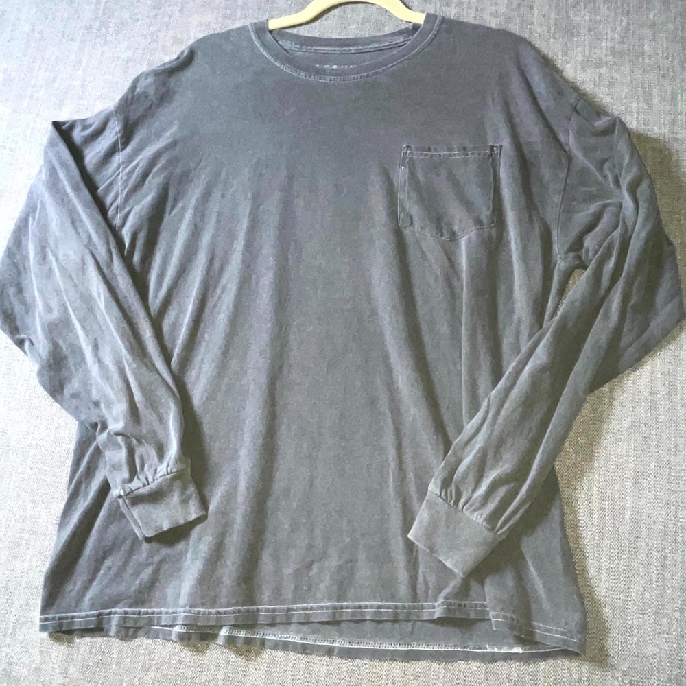 PacSun Shirt Mens Large Gray Cotton Standard Fit Long Sleeve Round Neck Casual